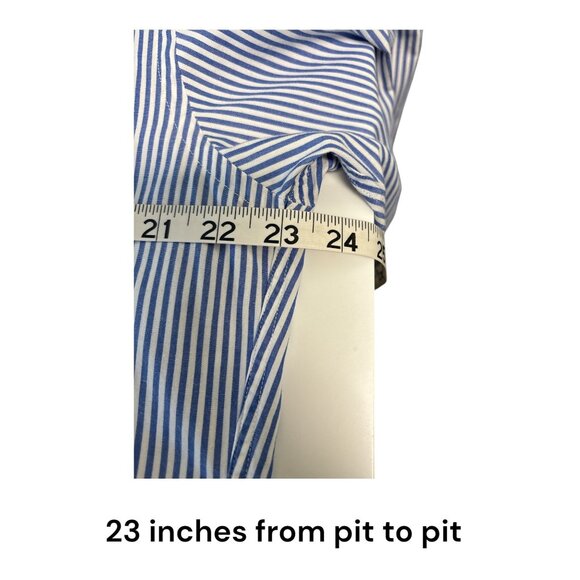 Chaps Ralph Lauren Mens Blue & White Striped Button-Down Shirt 15.5 32/33 100% C - Picture 5 of 6